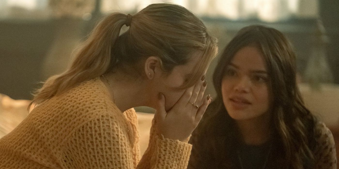 Pretty Little Liars Original Sin Imogen is crying, and Mouse is consoling her.