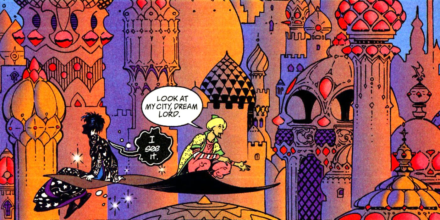 Dream and the Caliph on a magic carpet in The Sandman