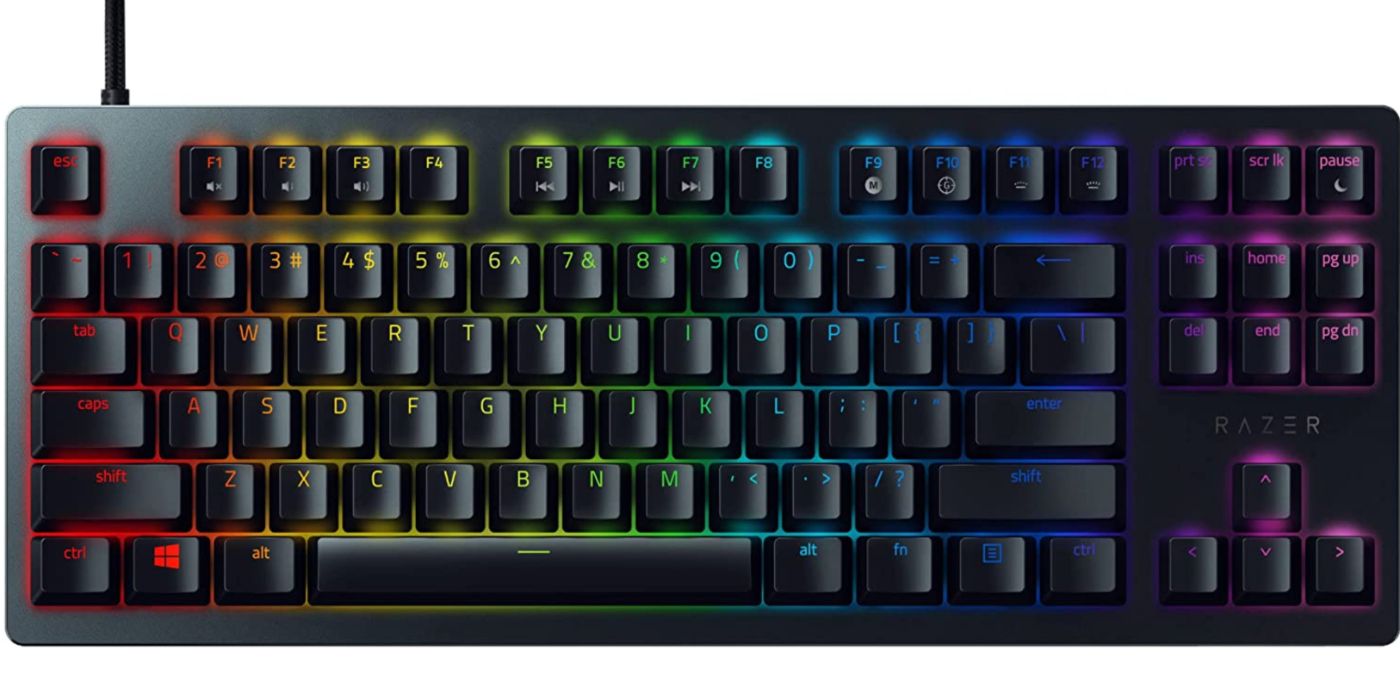 Image of the black RGB lit Razer keyboard.
