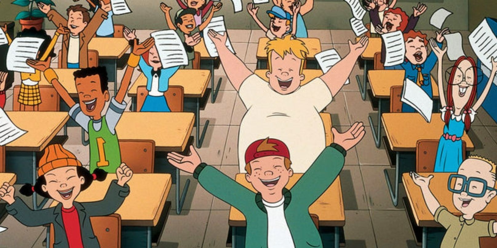 Recess kids celebrate something