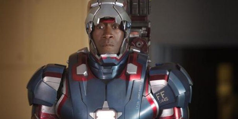 Rhodey wearing the War Machine armor in Iron Man 3
