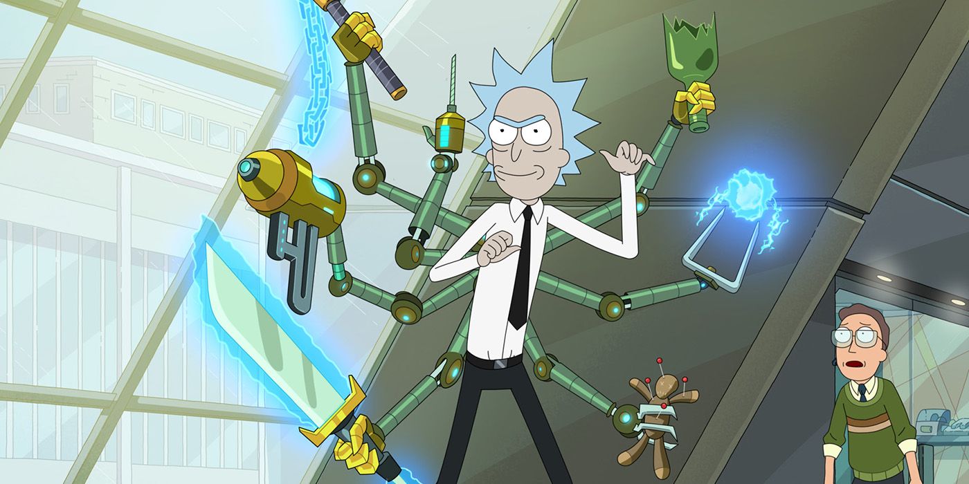 Rick with weapons in Rick and Morty Season 6