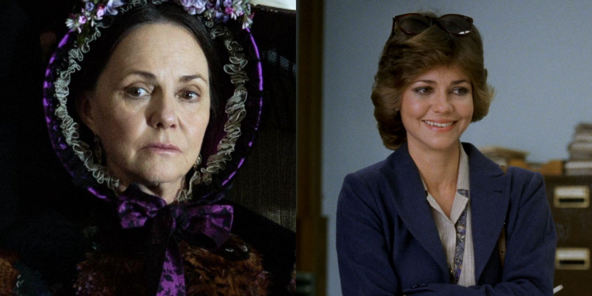 Split image showing Sally Field in Lincoln and Absence Of Malice.