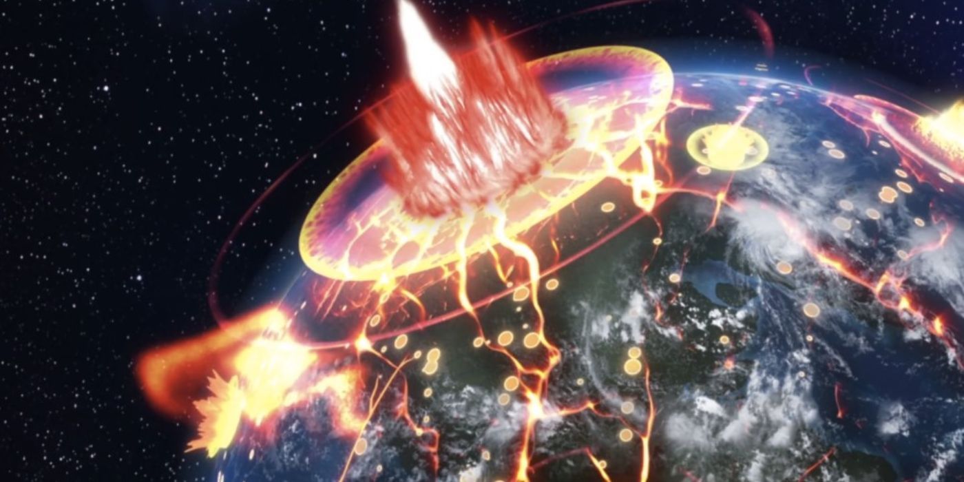 Terra sendo destruída por Freeza em Dragon Ball Z: Resurrection F