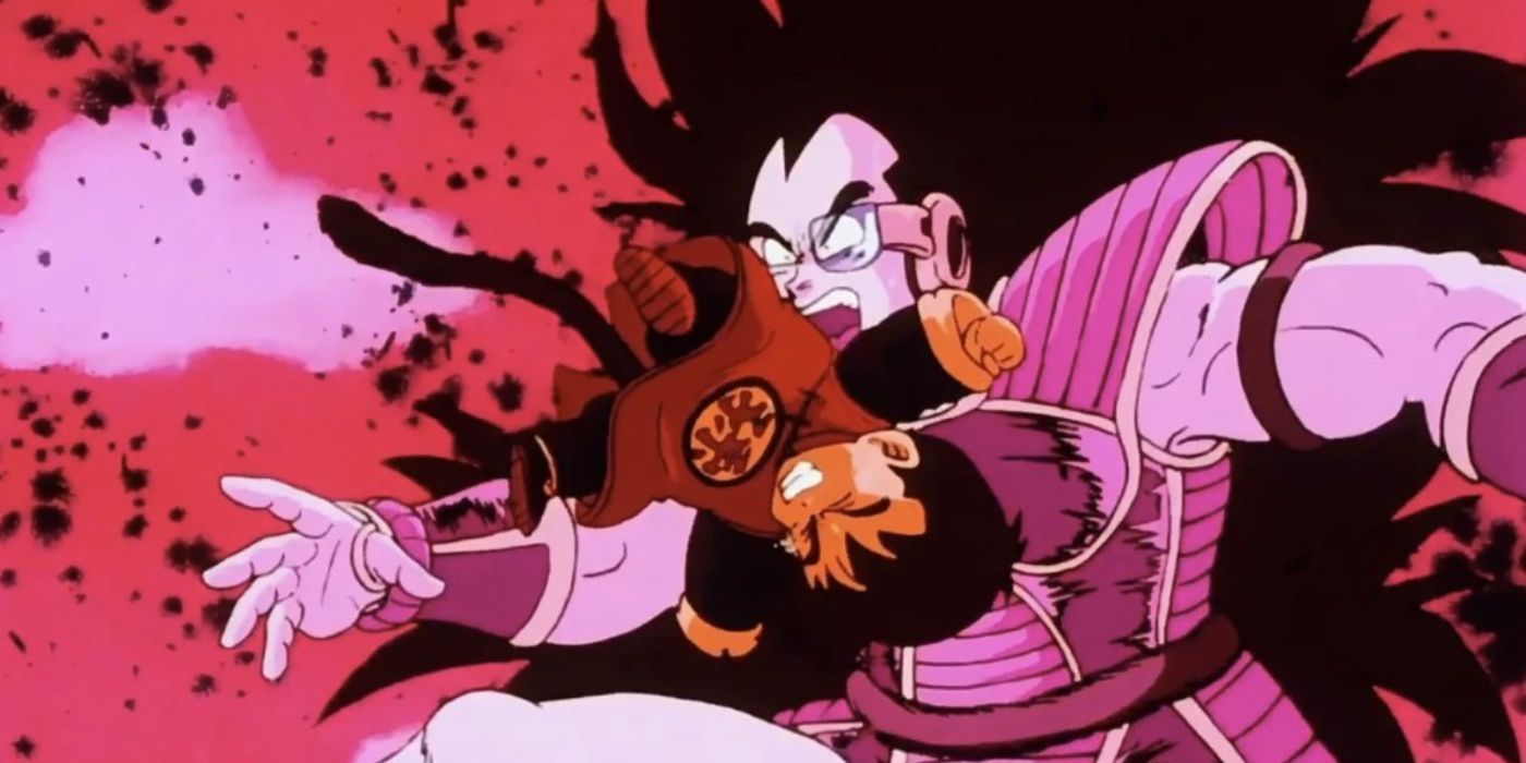 Gohan batendo Raditz e quebrando suas costelas e armadura - Dragon Ball Z.