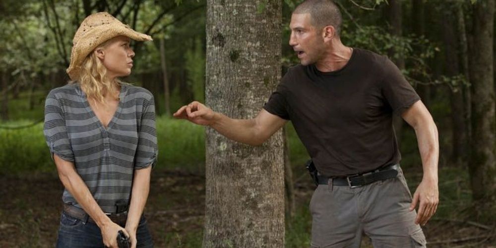 Shane gritando com Andrea em The Walking Dead