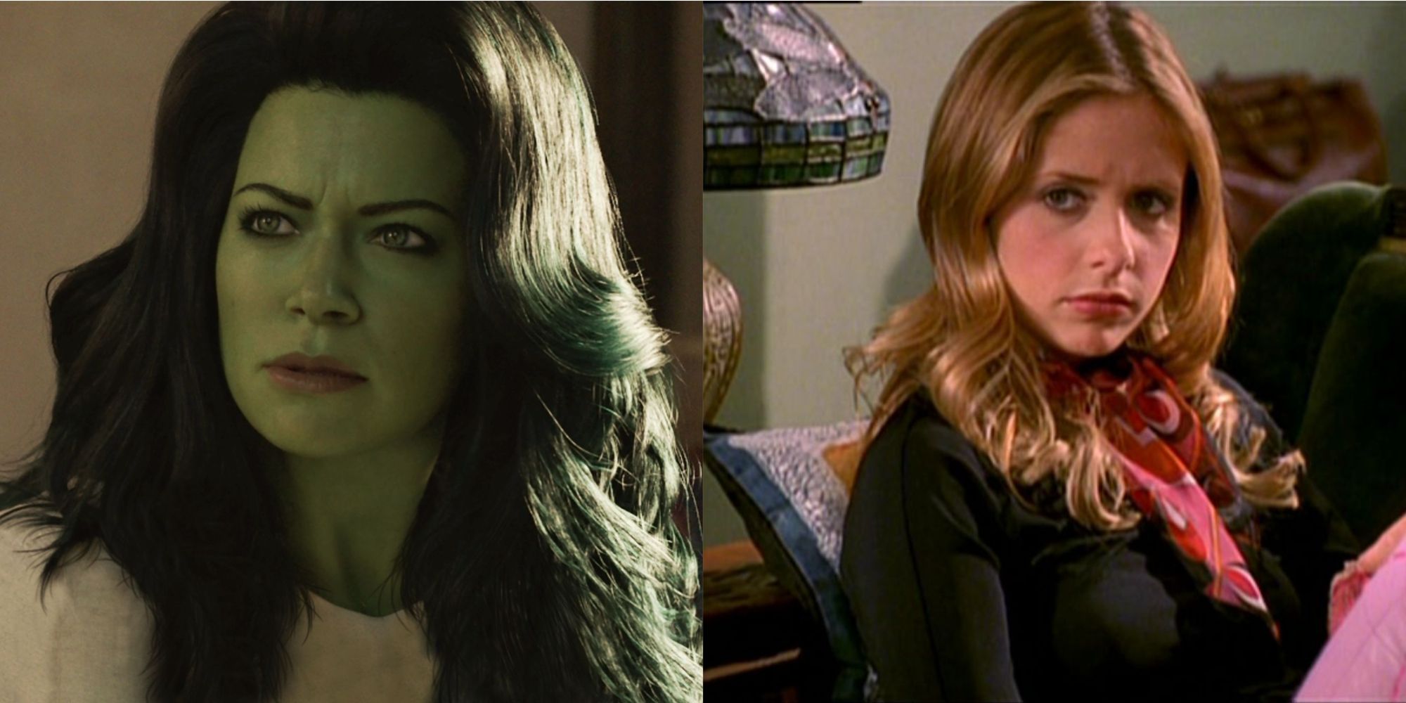 She-Hulk e Buffy sentam no sofá