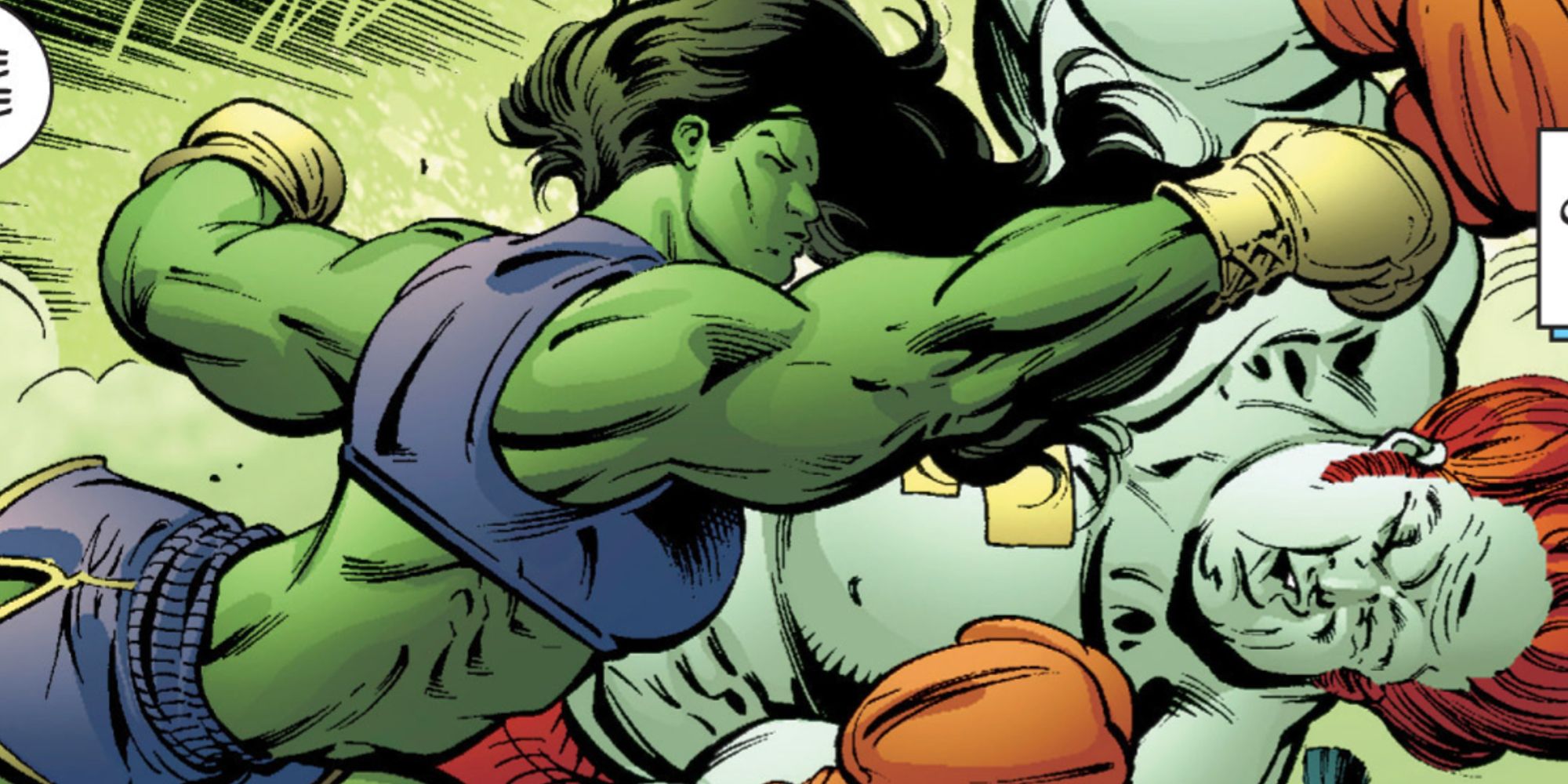 She-Hulk nocauteando o Campeão do Universo em She-Hulk #11