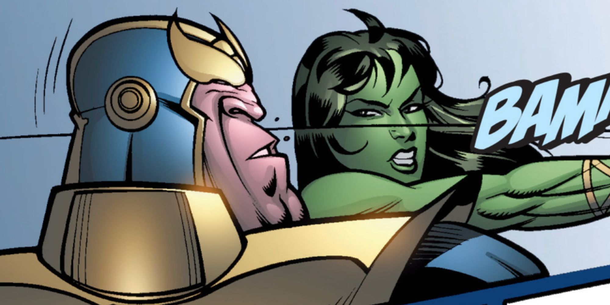 She-Hulk socando Thanos em She-Hulk #13
