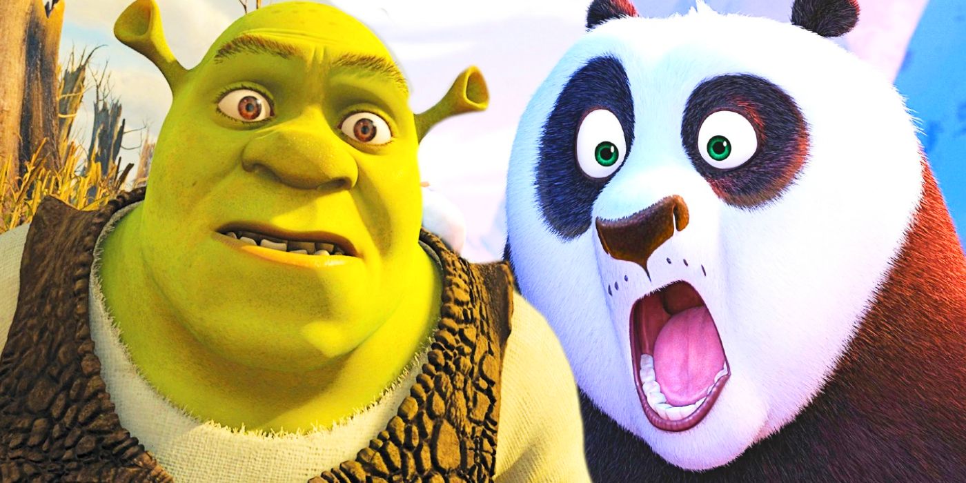 Shrek and Po in Kung Fu Panda