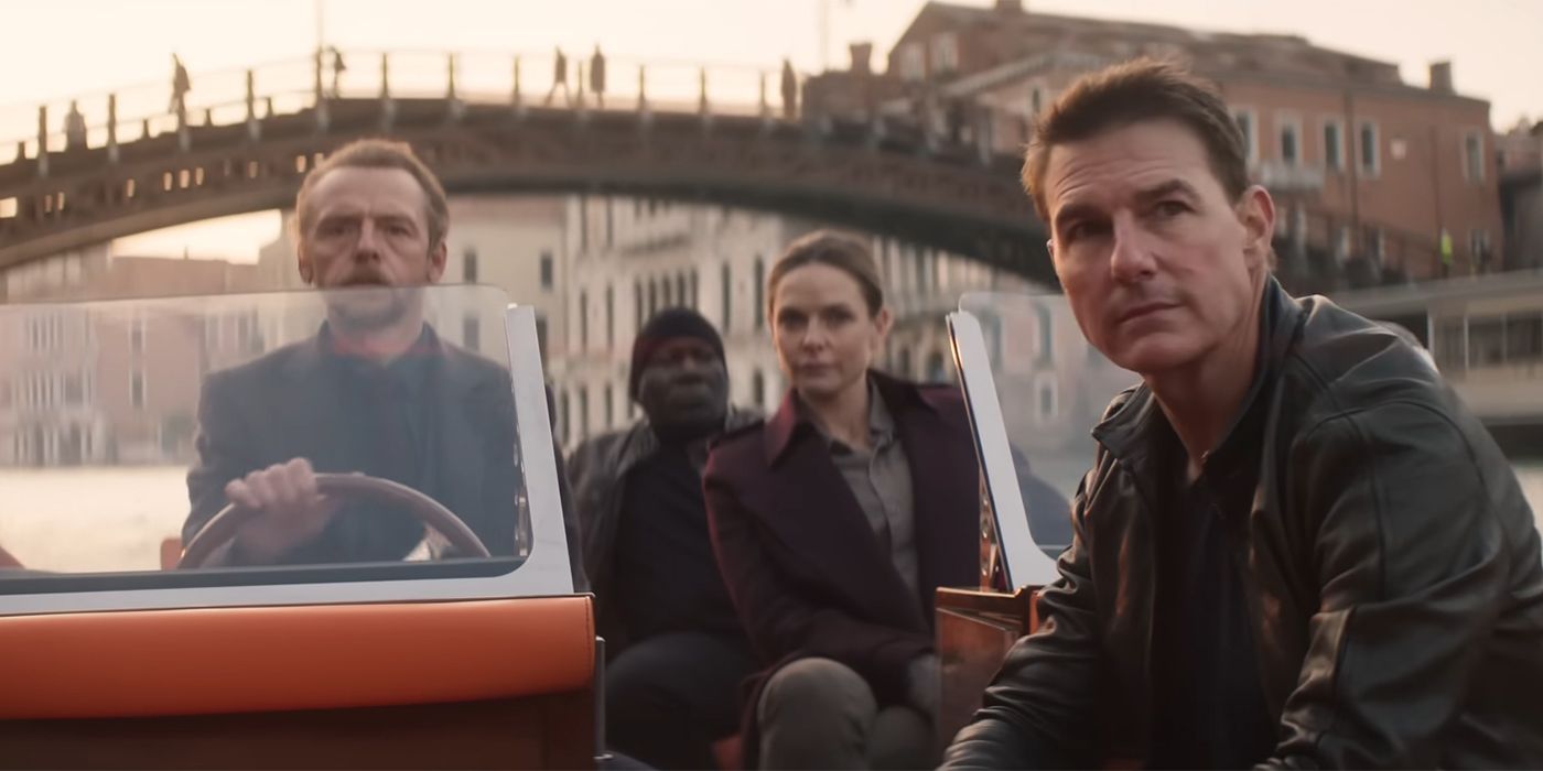 Simon Pegg Tom Cruise Ving Rhames and Rebecca Ferguson in Mission Impossible