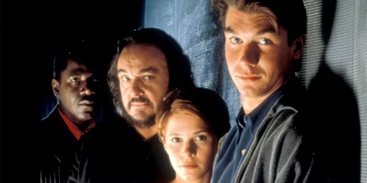 The cast of characters from the television series Sliders.