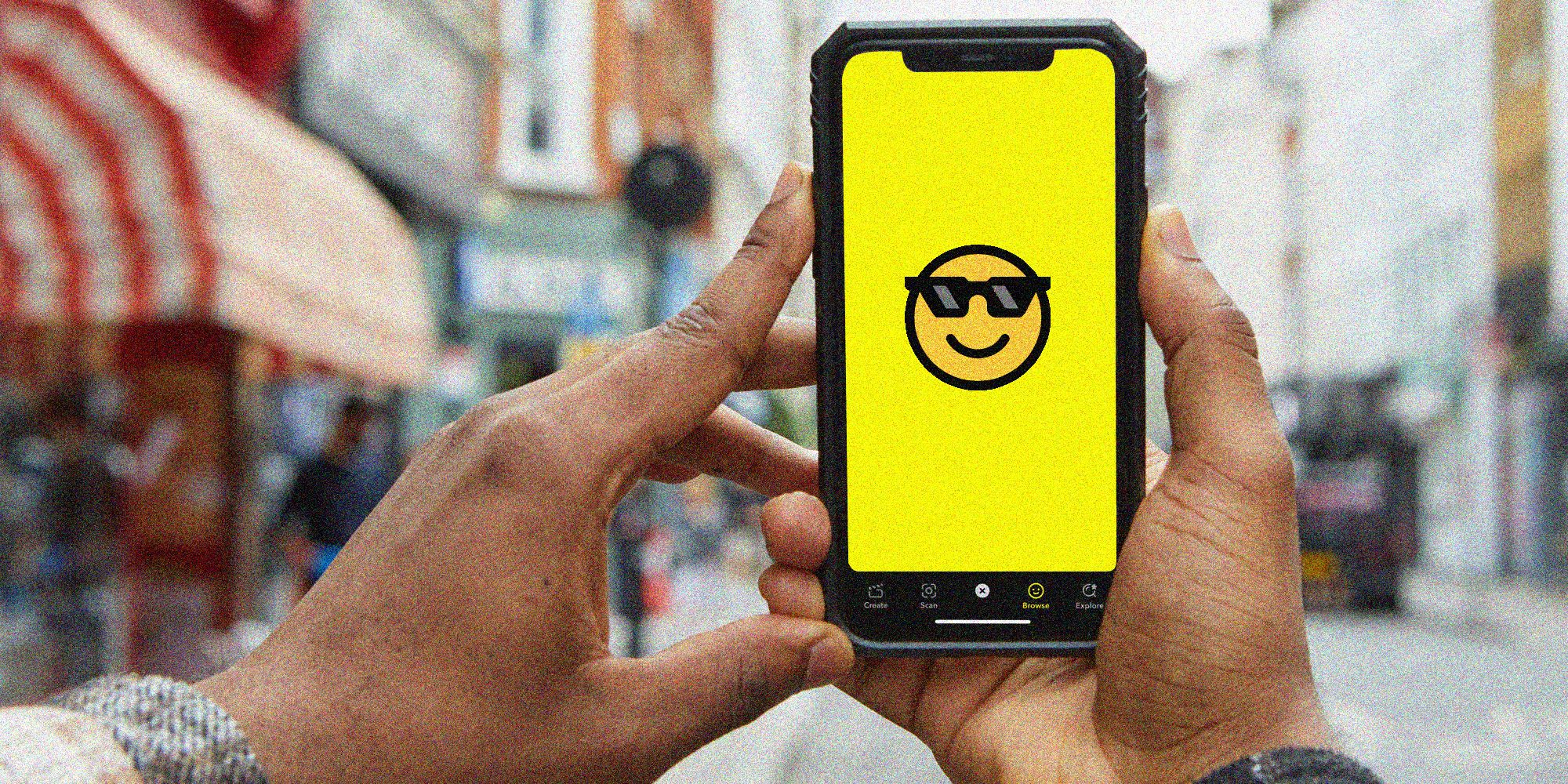 Snapchat Sunglasses Emoji on Phone