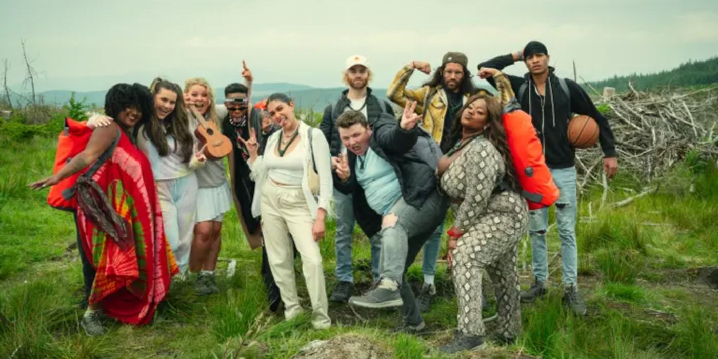 The whole cast at the beginning of Snowflake Mountain. 