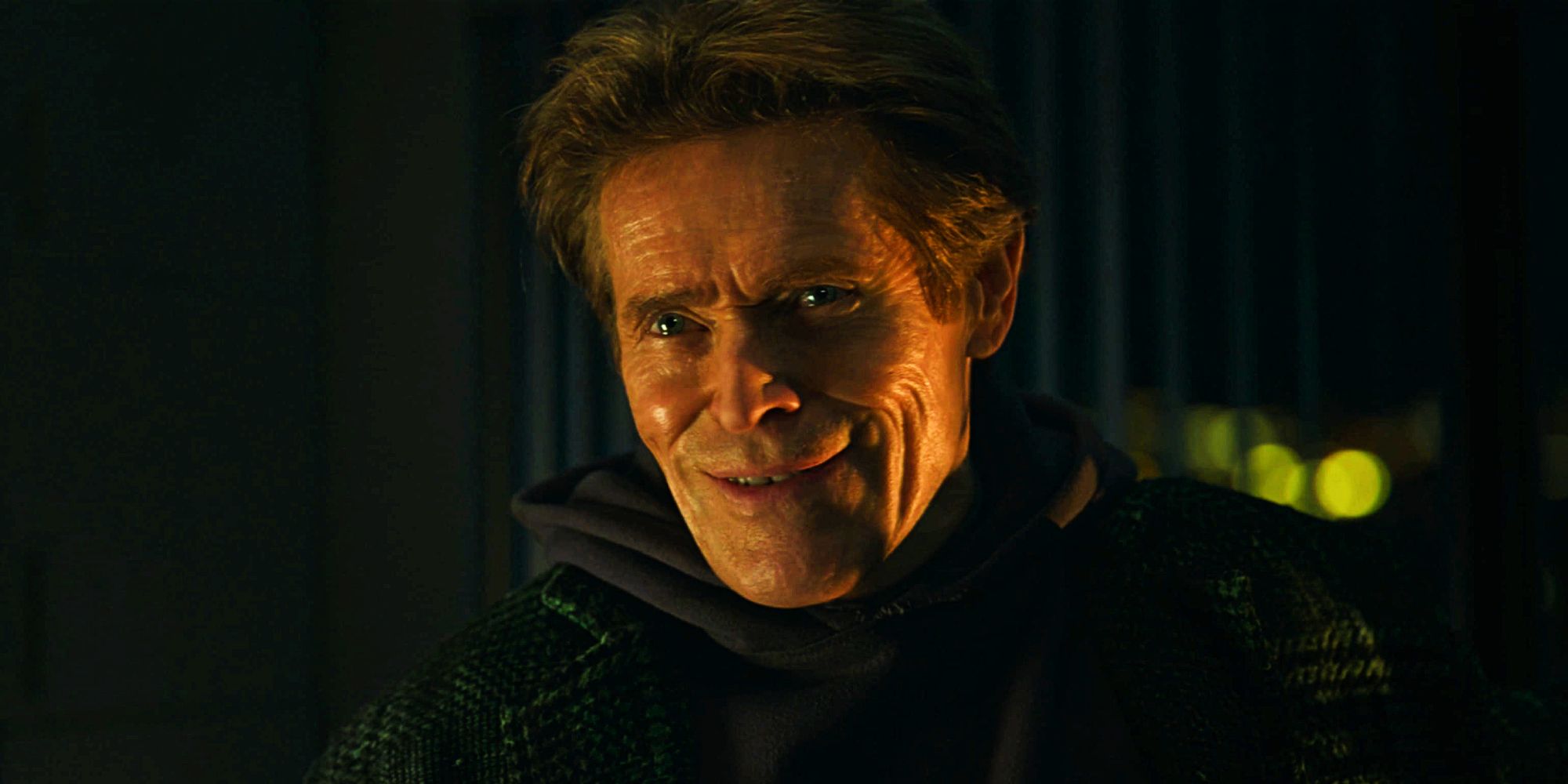 Spider-Man No Way Home's Willem Dafoe as Green Goblin smiling