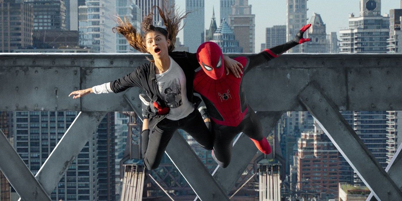 Spidey and MJ jump off a bridge in Spider-Man No Way Home