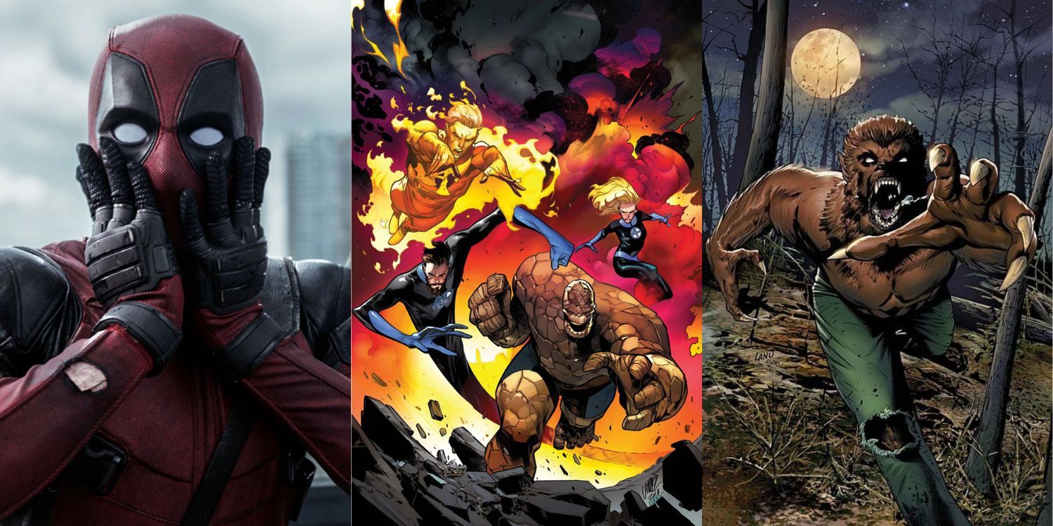 Split Image of Deadpool, Fantastic Four, and Werewolf by Night