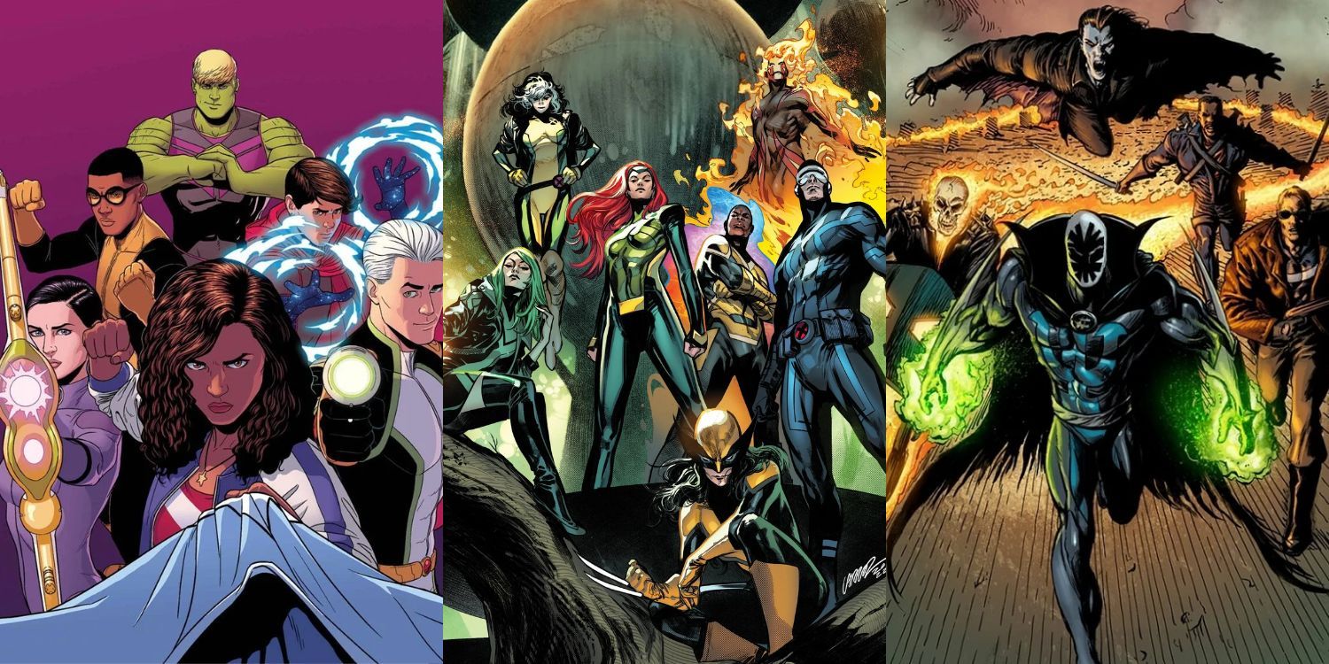 Split Image of Young Avengers, X-Men, and Midnight Sons