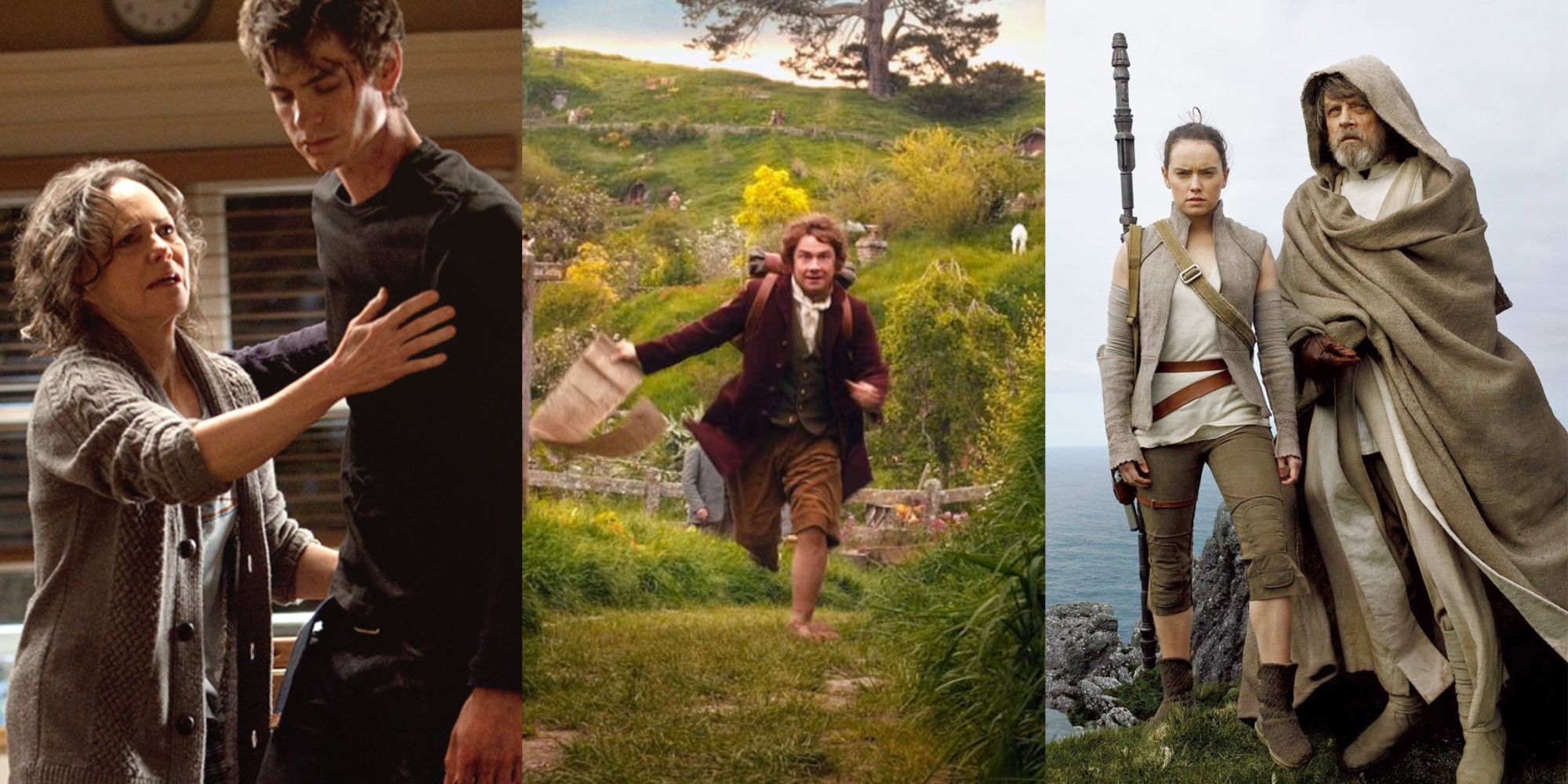 Split Image of the Amazing Spider-Man 2, the Hobbit, and the Last Jedi