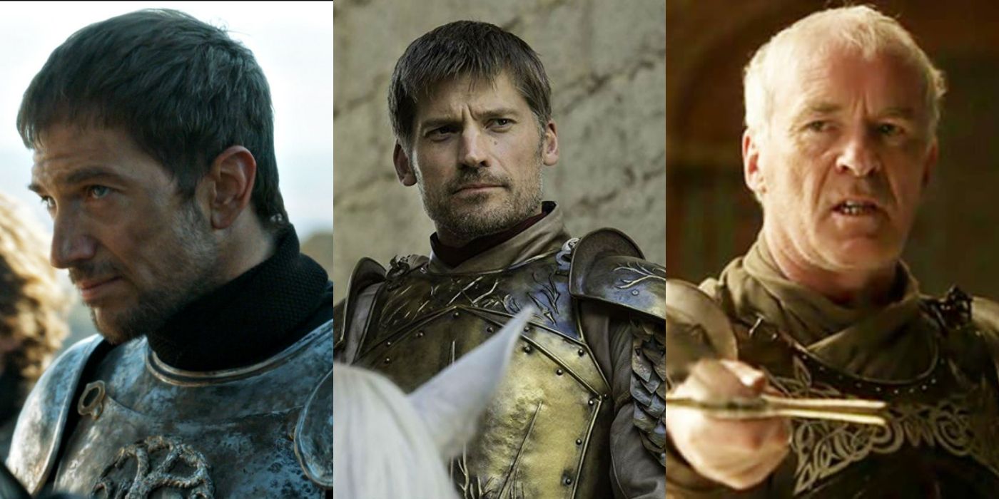 Split image of Arthur Dayne, Jaime Lannister, and Barristan Selmy