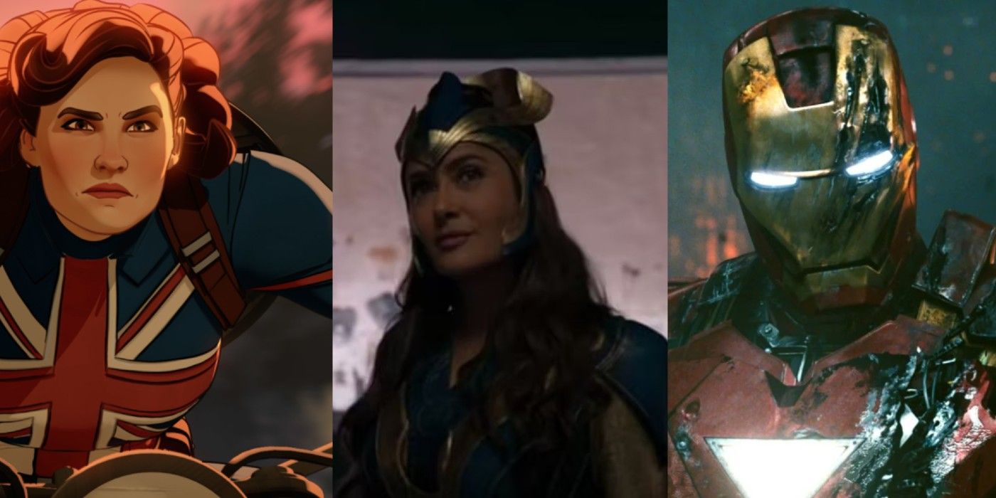 Split image of Captain Carter, Eternals and Iron Man feature