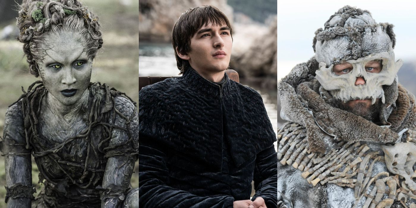 Split image of Children Of The Forest, Bran Stark, and Lord of Bones from Game of Thrones