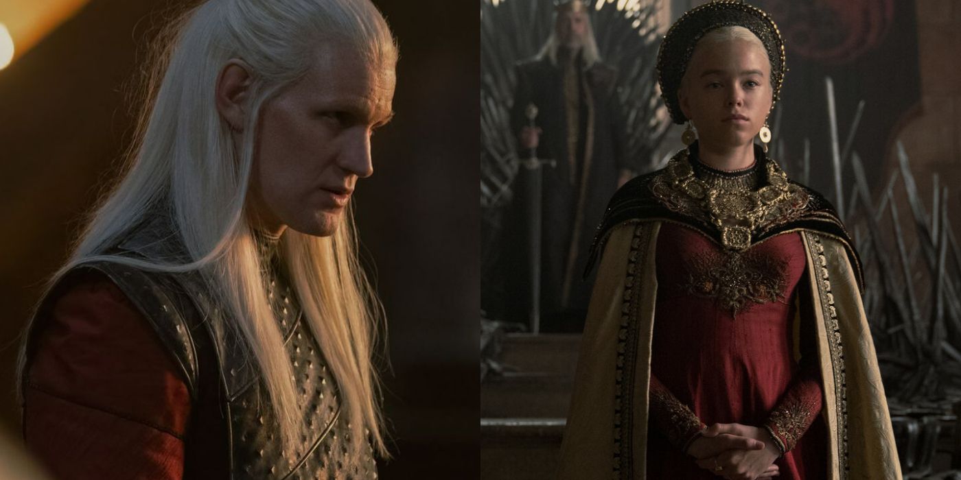 Split image of Daemon and Rhaenyra Targaryen in House of the dragon