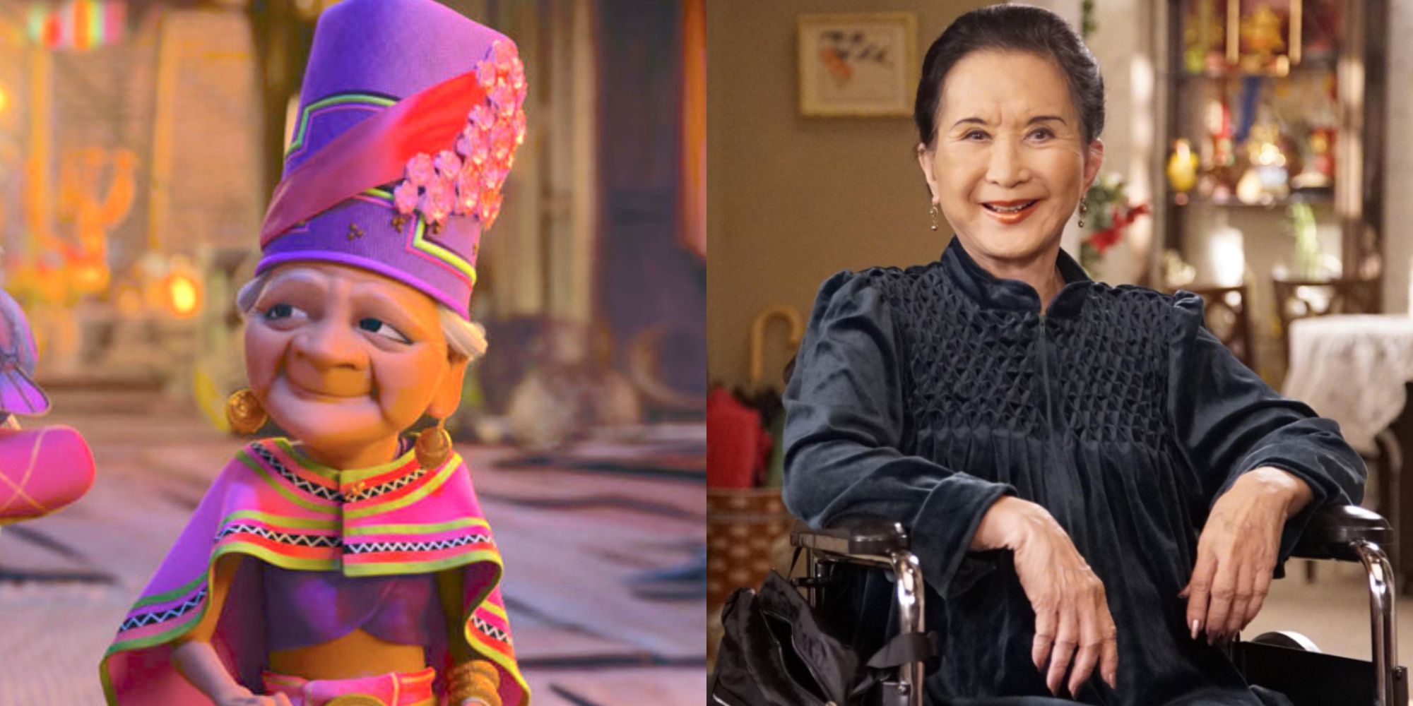 Split image of Dang Hu from Raya and the last Dragon and Lucille Soong