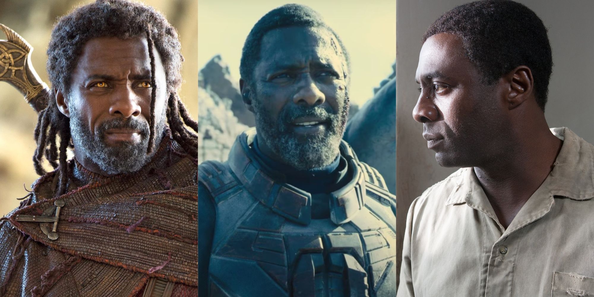 Split-image-of-Idris-Elba-in-Thor-Ragnarok-The-Suicide-Squad-and-Mandela-Long-Walk-to-Freedom