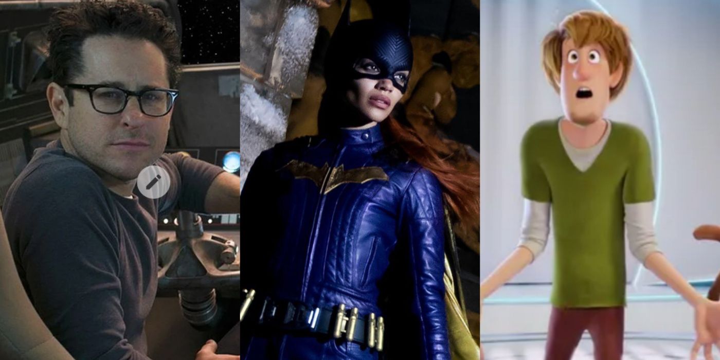 Split image of JJ Abrams, Batgirl, and Shaggy in Scoob