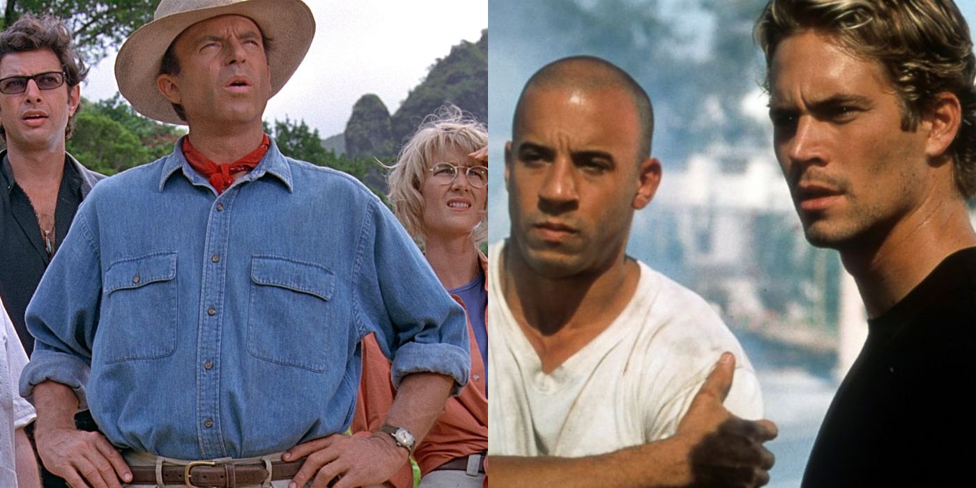 Split image of Jurassic Park and the Fast and Furious movies