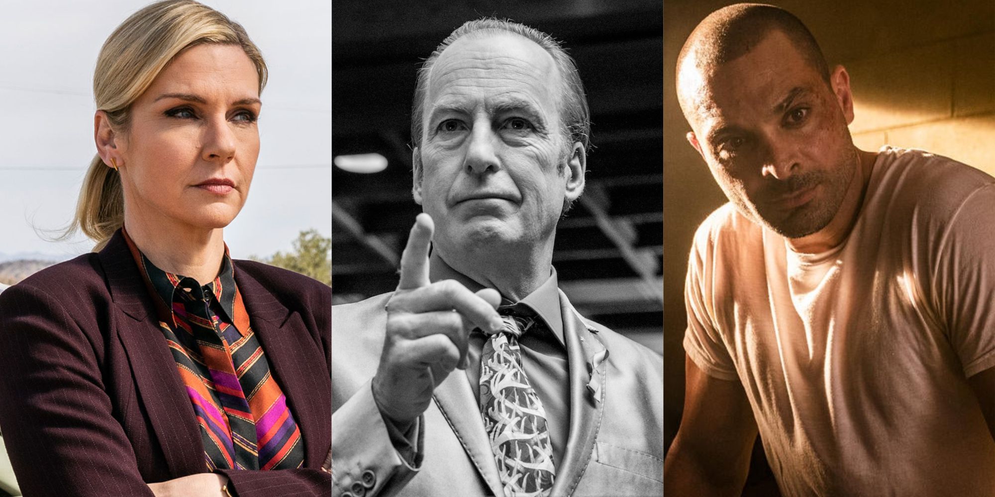 Split image of Kim, Jimmy and Nacho in Better Call Saul season 6