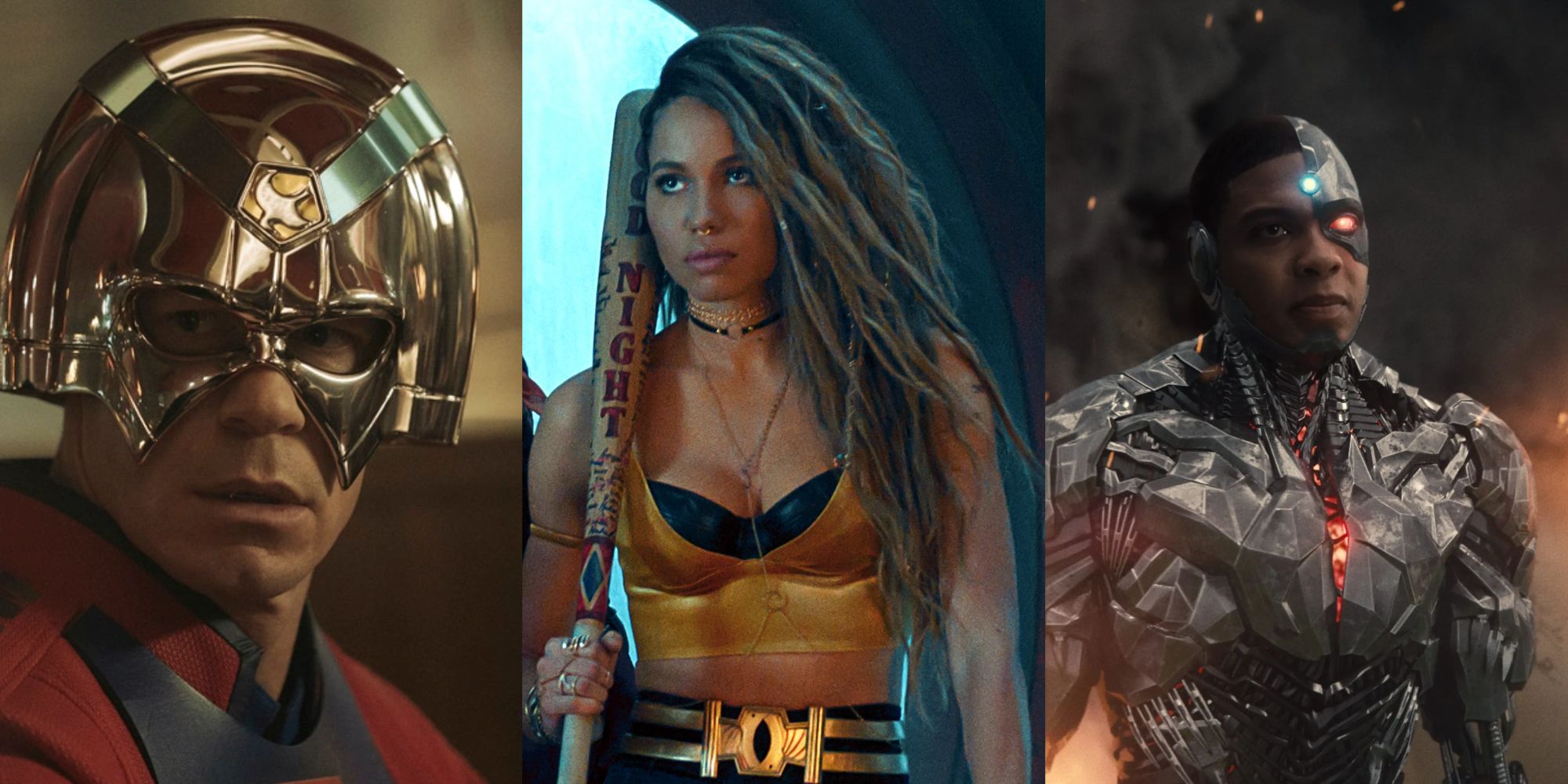 Split image of Peacemaker, Black Canary and Cyborg DCEU feature