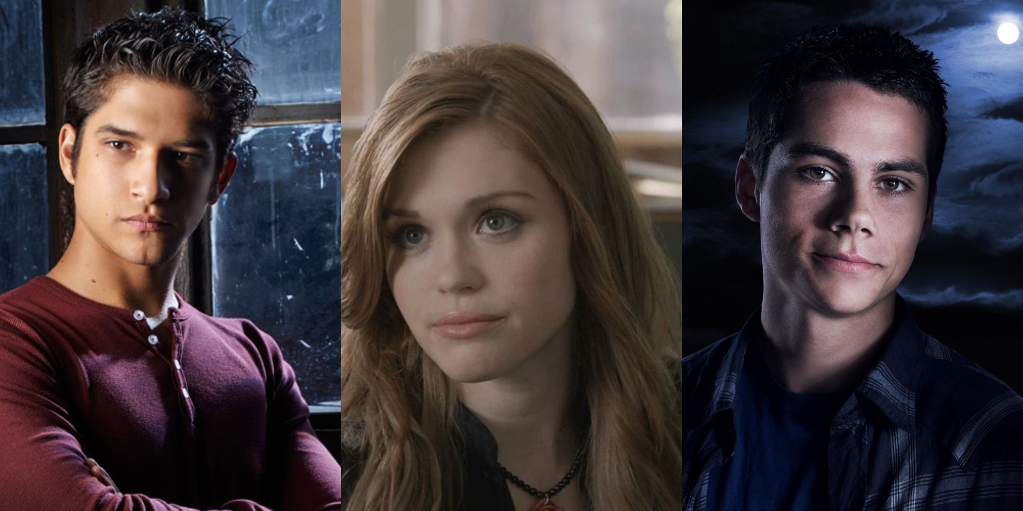 Split image of Scott, Stiles, and Lydia from Teen Wolf
