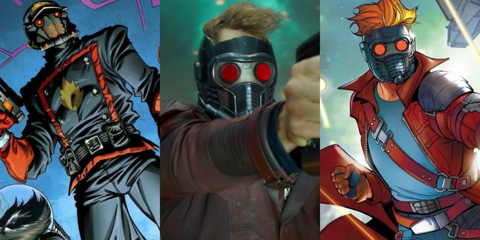 Split image of Star-Lord in the Marvel comics and Guardians Of The Galaxy Vol. 2 (2017)