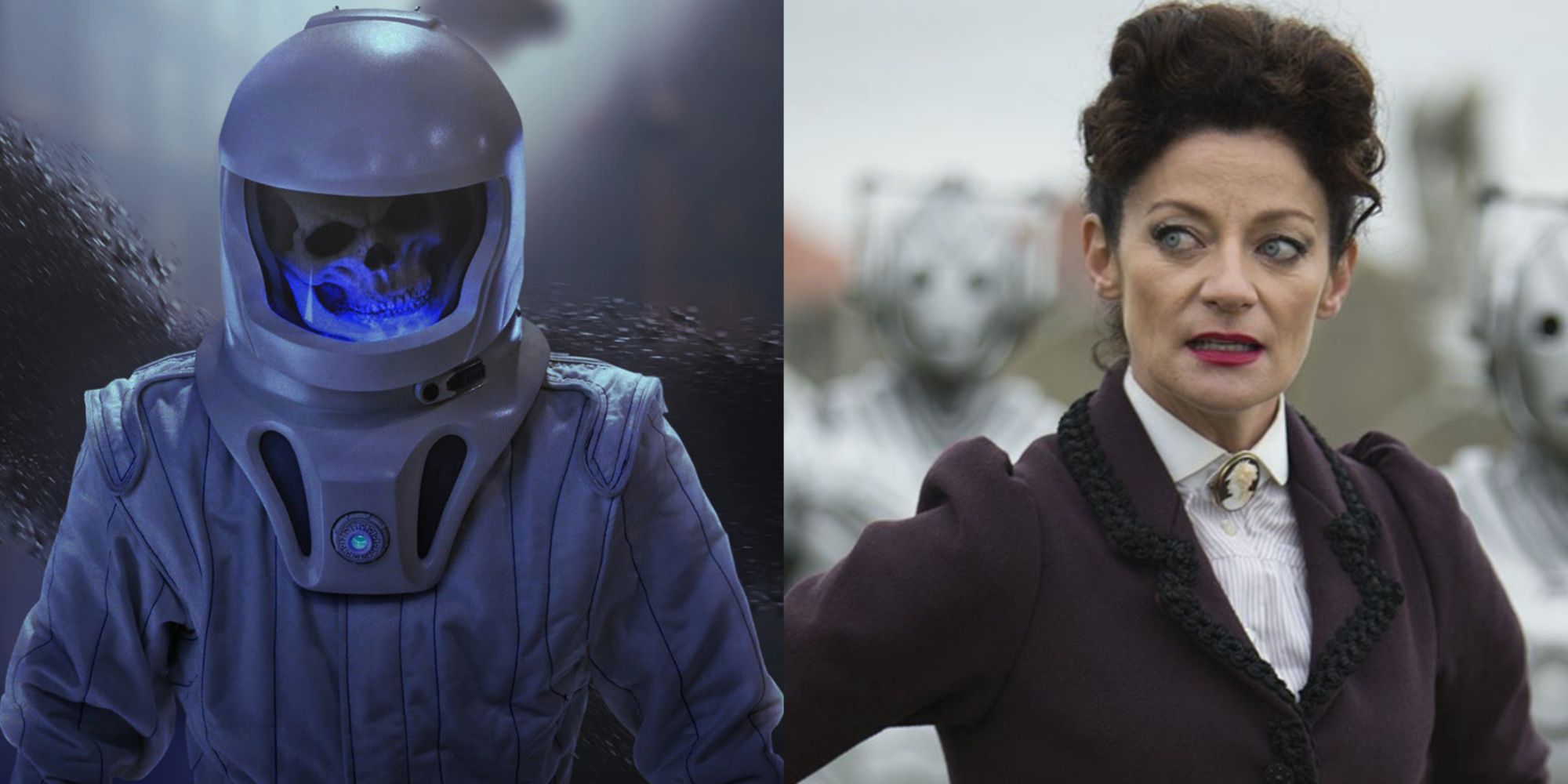 Split image of Vashtra Nerada and Missy from Doctor Who