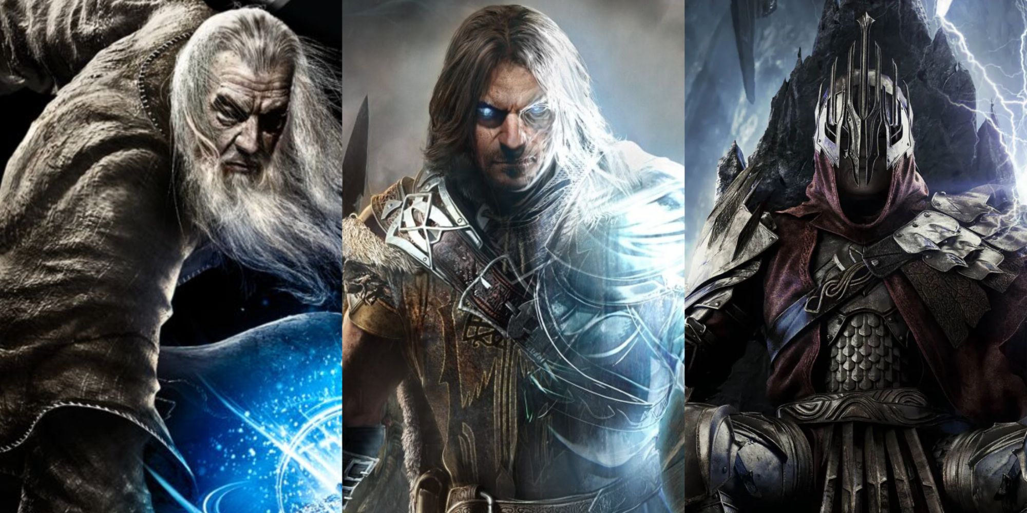 Split image of characters from various Middle-Earth games