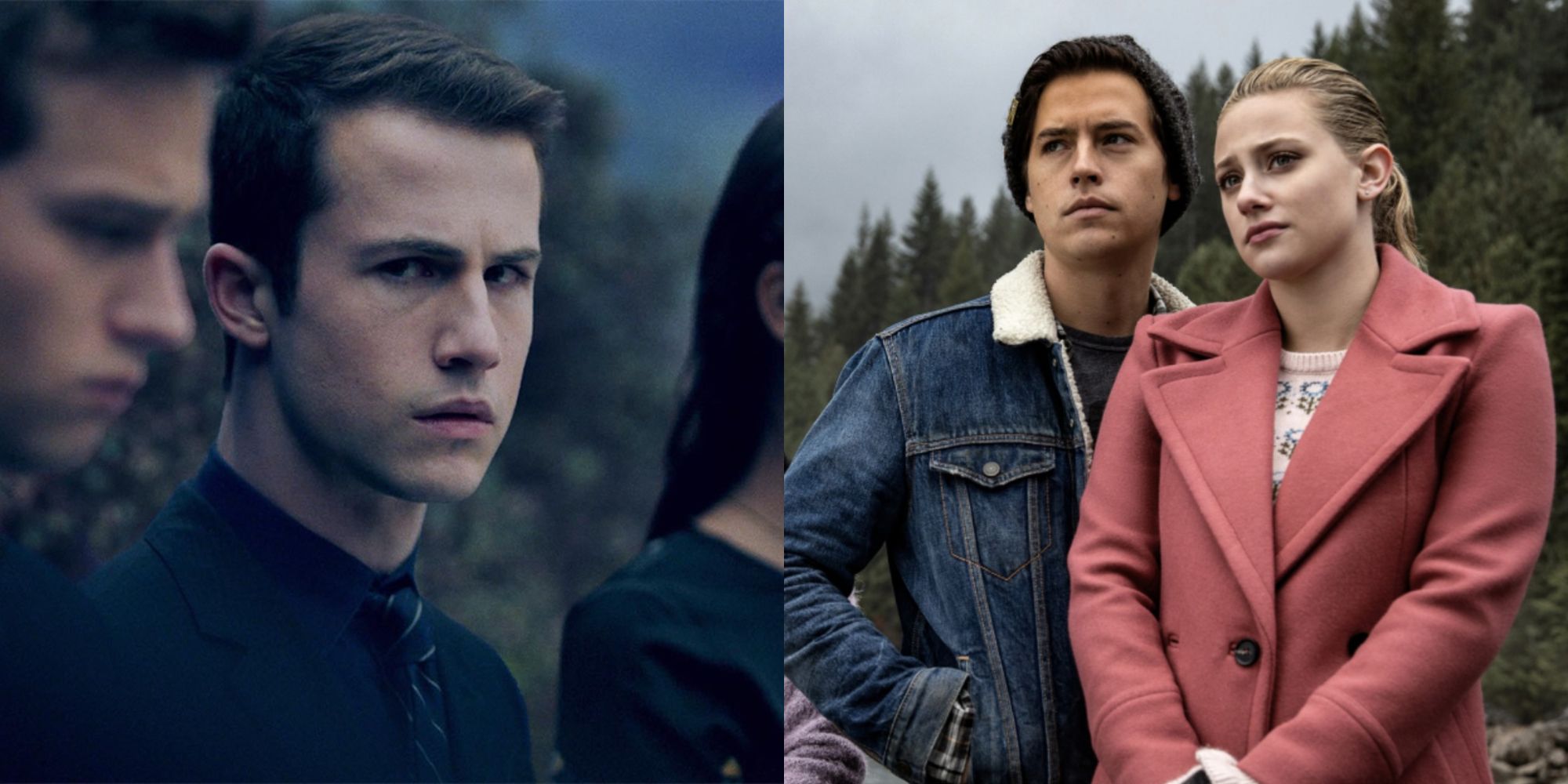 Split images of 13 Reasons Why and Riverdale