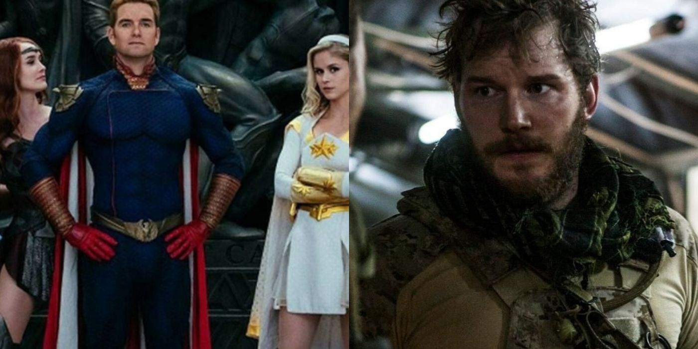 Split images of superheroes in The Boys and Chris Pratt in The Terminal List (1)