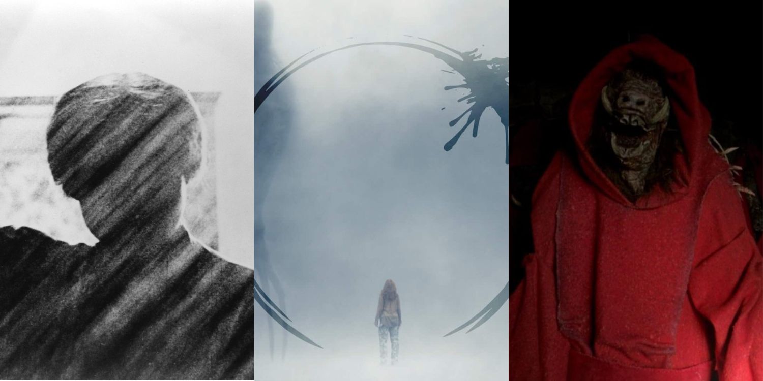 Stills from Psycho, Arrival and The VIllage