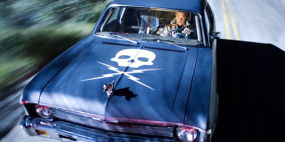 Stuntman Mike driving his stunt car in Death Proof