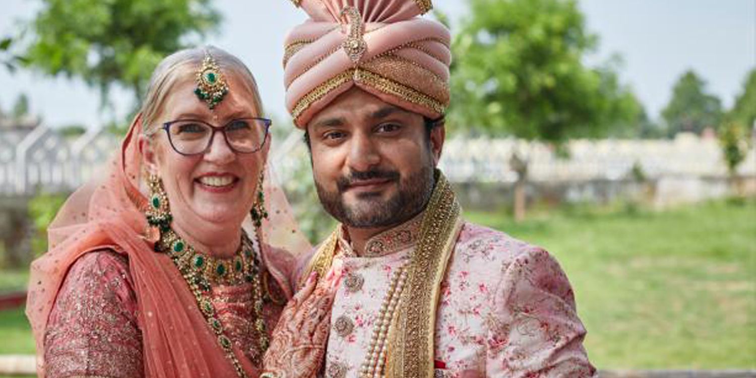 Sumit Singh e Jenny Slatten durante o casamento de 90 dias para o outro lado