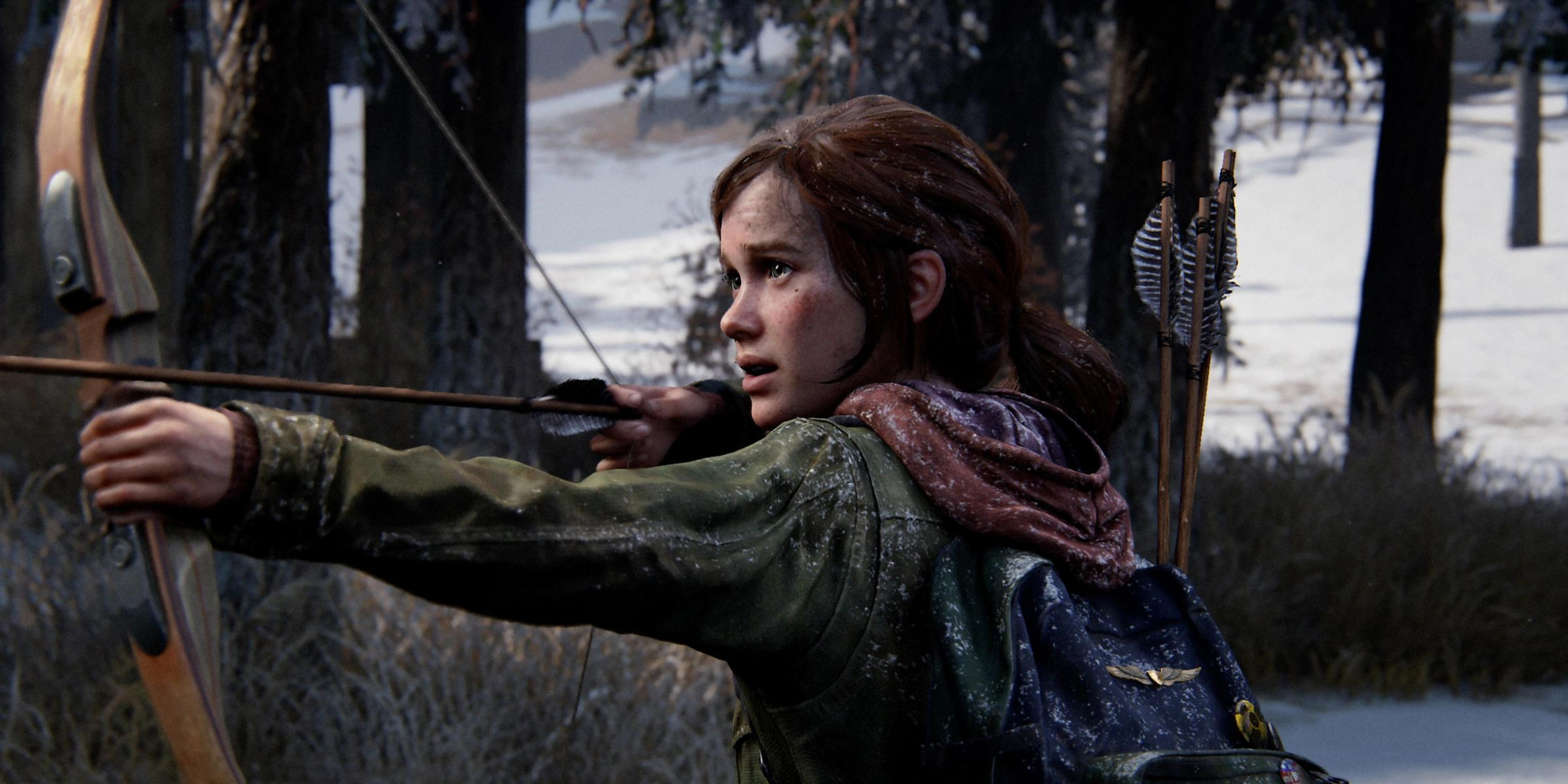 Ellie aims a bow from The Last of Us 
