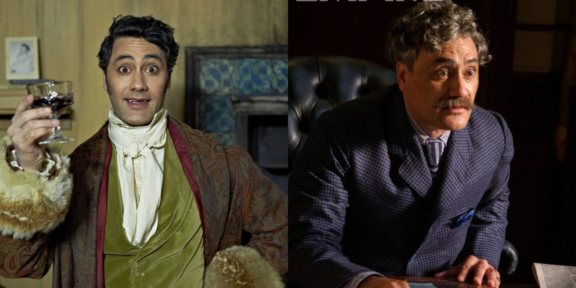 Split image showing Taika Waititi in What We Do in the Shadows and The Electrical Life of Louis Wain.