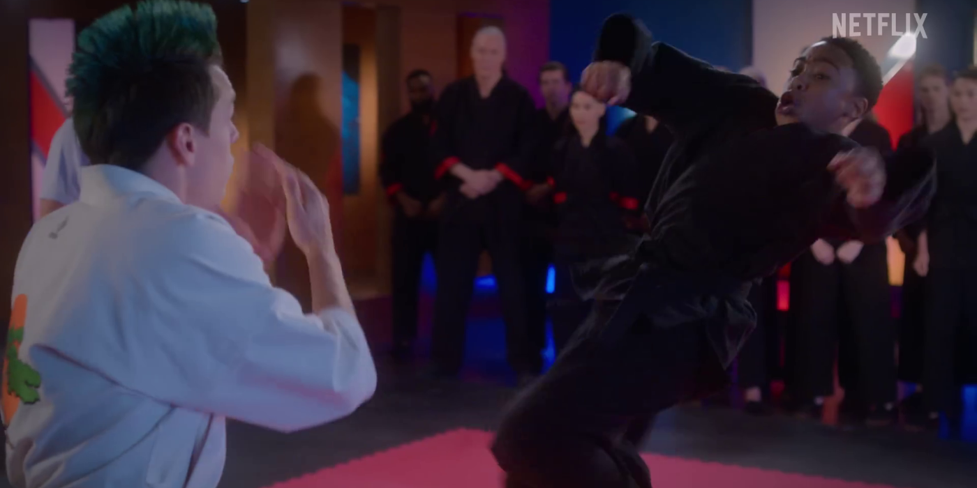 Kenny kicking Eli in Cobra Kai S5