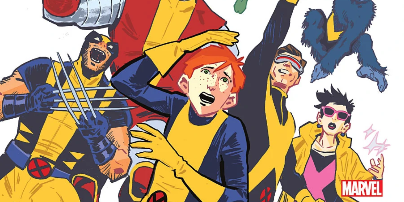 Bailey cowering in front of the X-Men