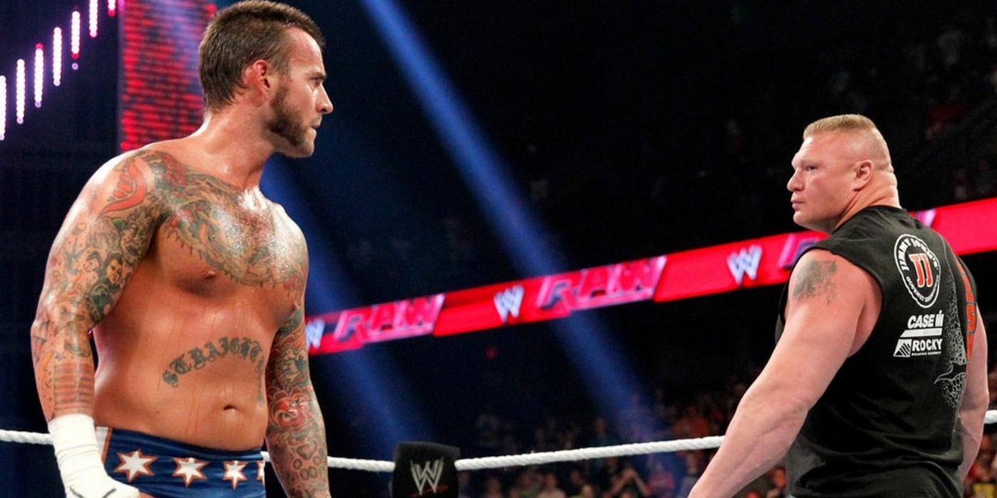 CM Punk staring down Brock Lesnar