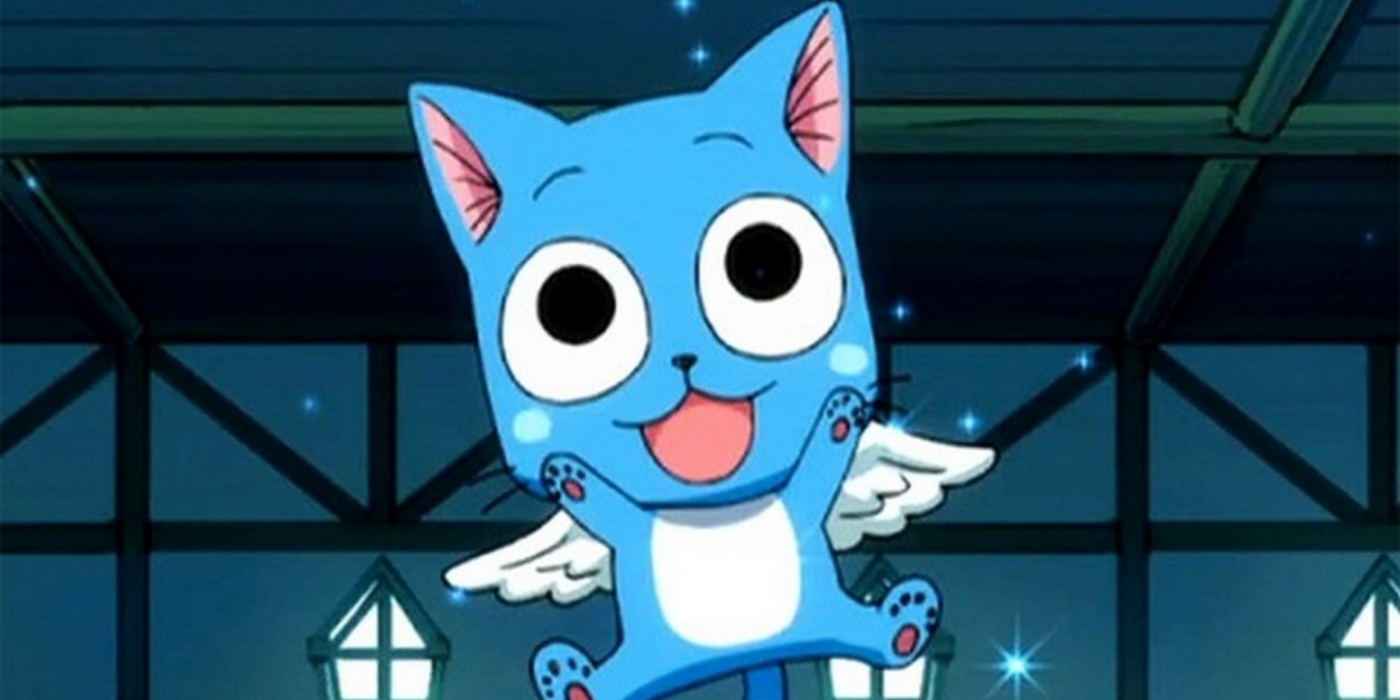 Happy from Fairy Tail excitedly flying