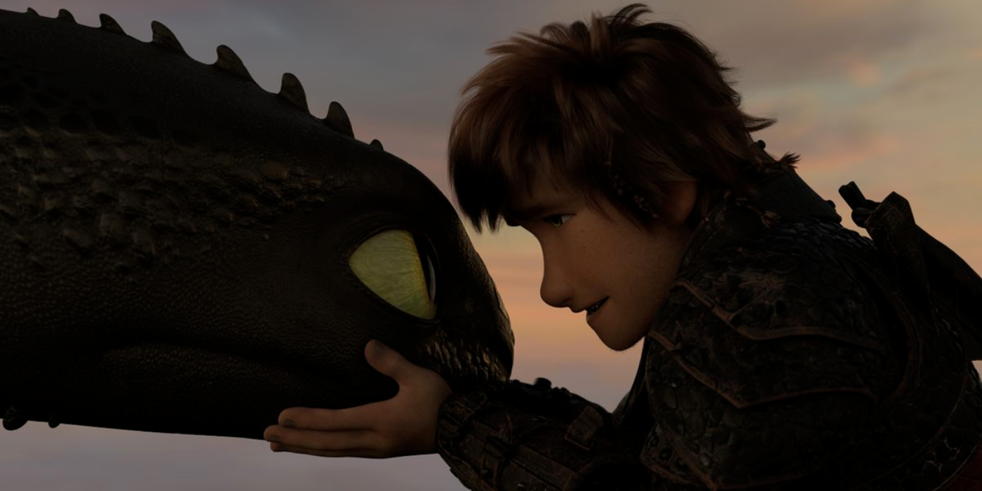 Hiccup and Toothless talking with each other