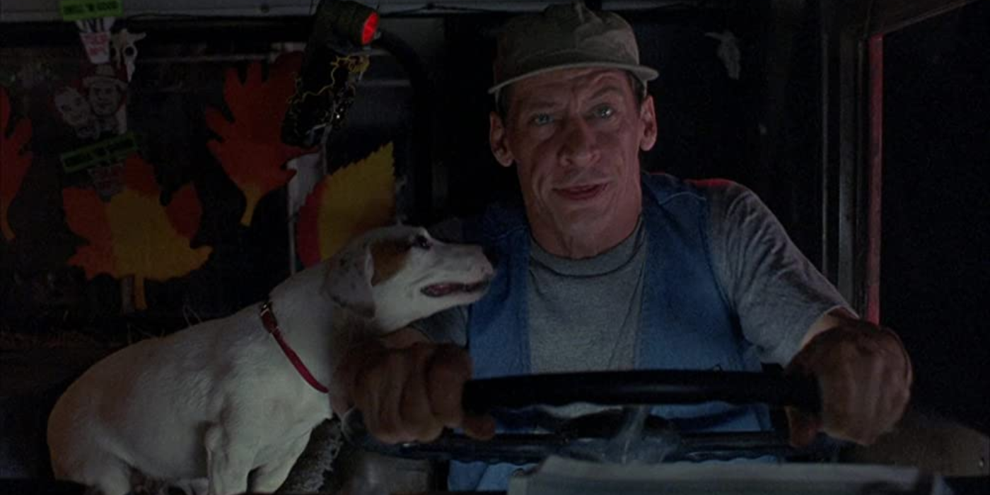 Ernest and Rimshot driving a truck